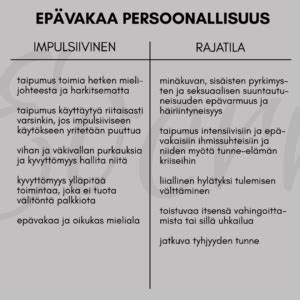 epvakaa persoonallisuus parisuhde|Epävakaa persoonallisuushäiriö 